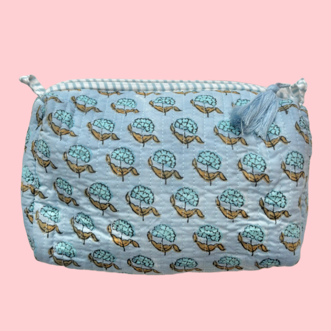 Indie Cosmetic Bag - Hydrangea Blue