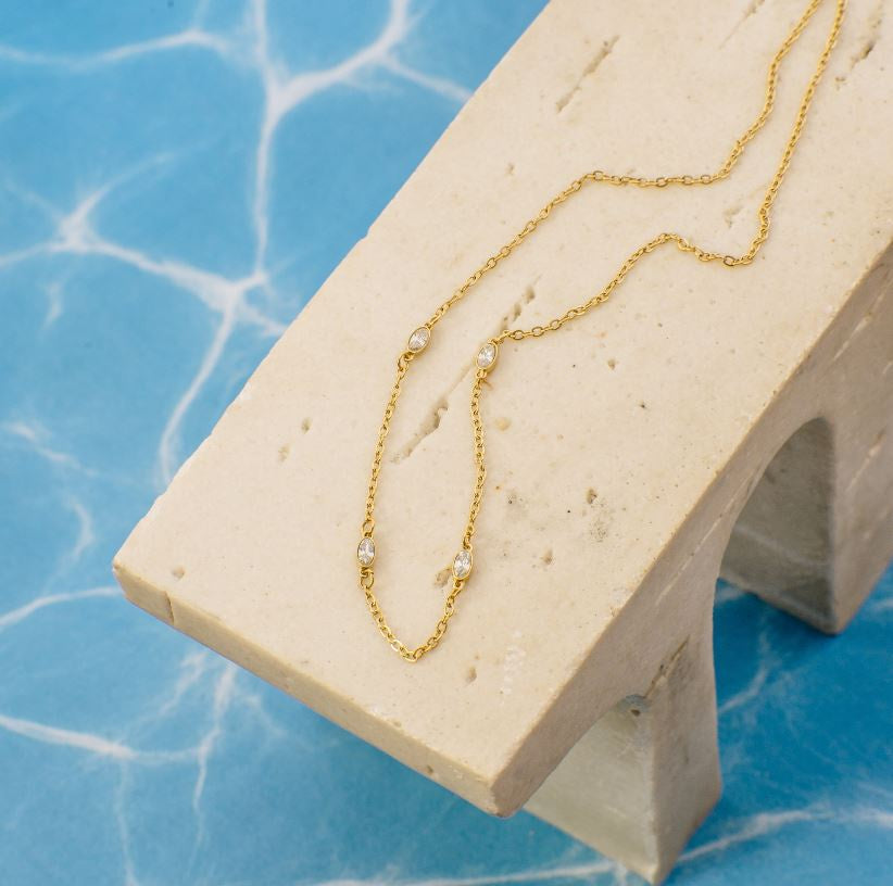 Anika Zirconia Gold Necklace
