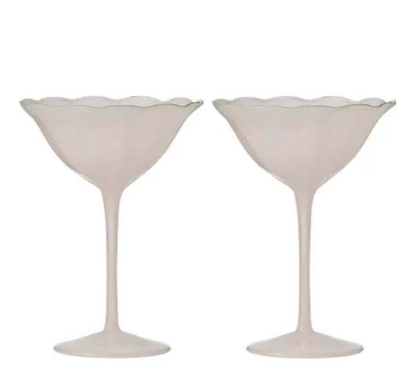 Bella Coupe Glass S/2 - Pink/Green
