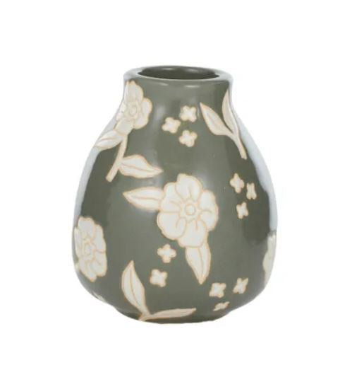 Calytrix Ceramic Vase - Slate/White