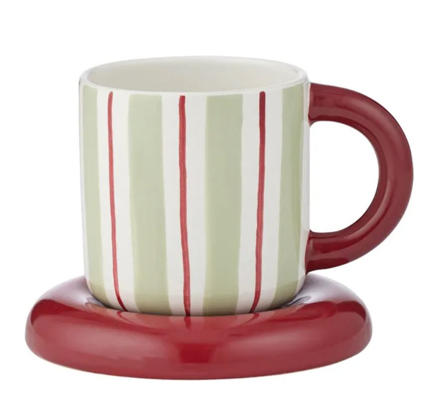 Candy Cup & Saucer - Mint/Russet