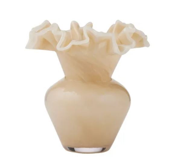 Elodie Glass Vase - Caramel/Ivory