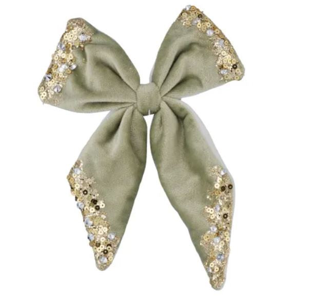 Embellished Bow Clip[ - Grn/Gld