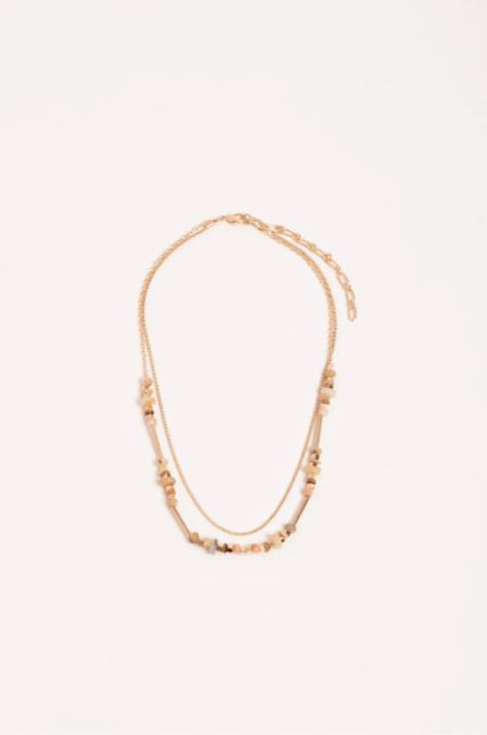 Fine Layered Stone Necklace - Natural