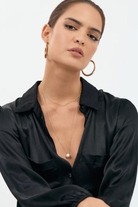 Freshwater Pearl Drop Layer Necklace - Gold
