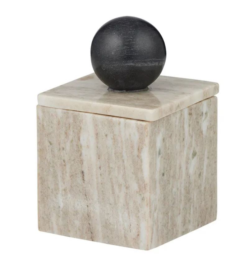 Iowa Marble Trinket Box - Beige