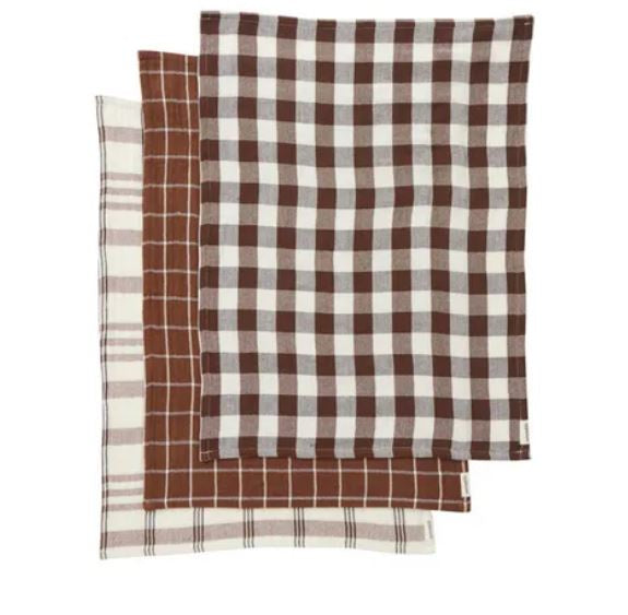 Kit Recycled Cotton Tea Towel - Set of 3 Cocoa