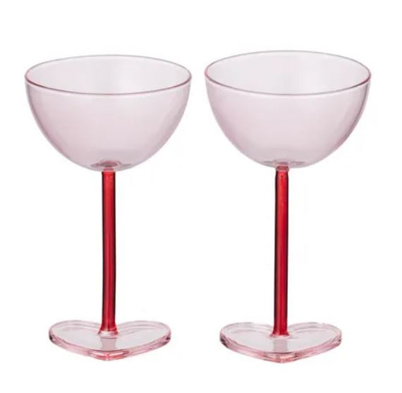 Lula Glass Coupe S/2 - Pink/Red