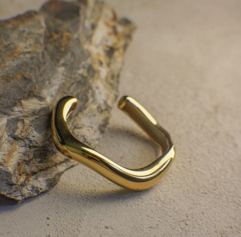 Melina Bold Gold Sculpted Cuff Bracelet