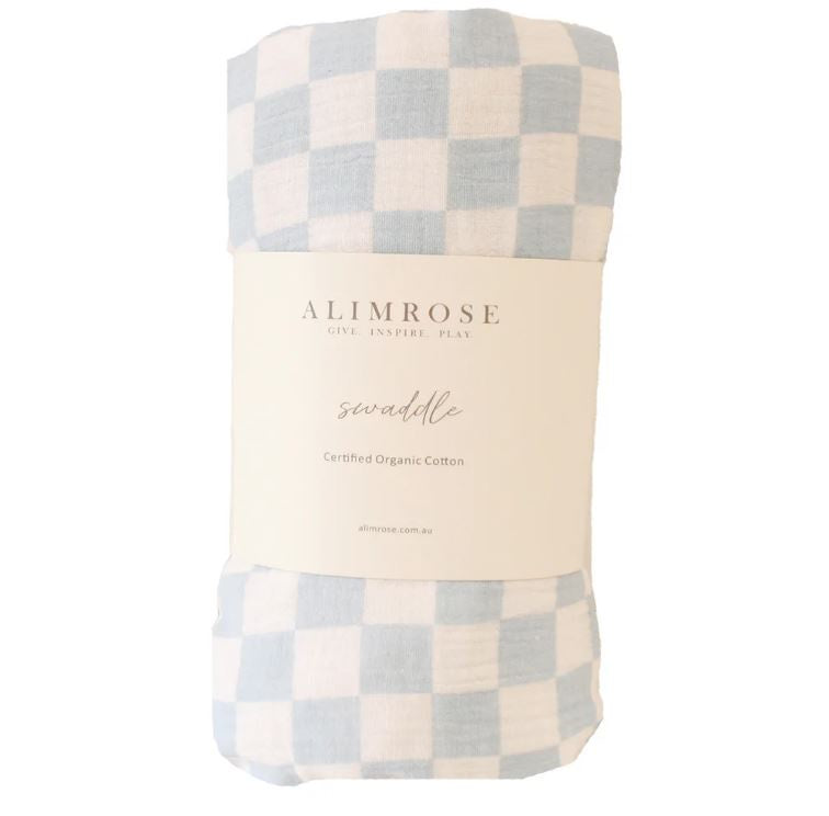 Muslin Swaddle - Blue Check