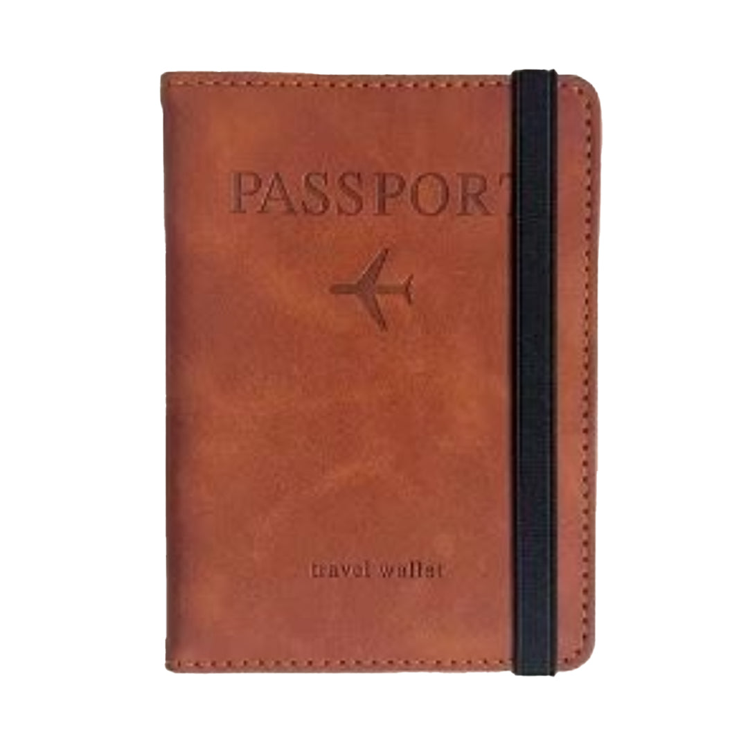 Passport Wallet with RFID - Brown
