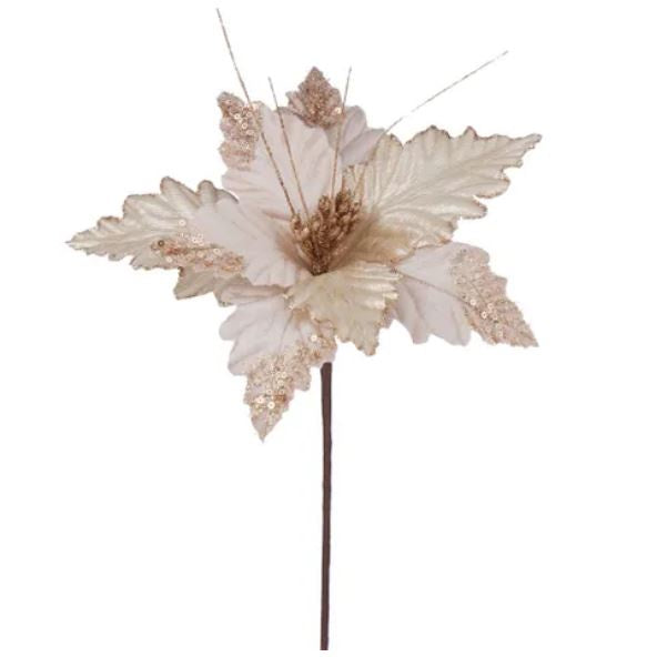 Poinsettia w/ Glitter Velvet Gold