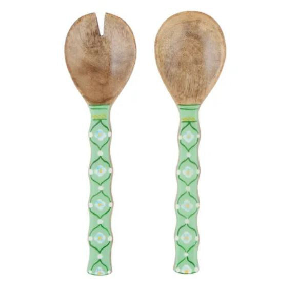 Rosita S/2 Wood Salad Servers - Green