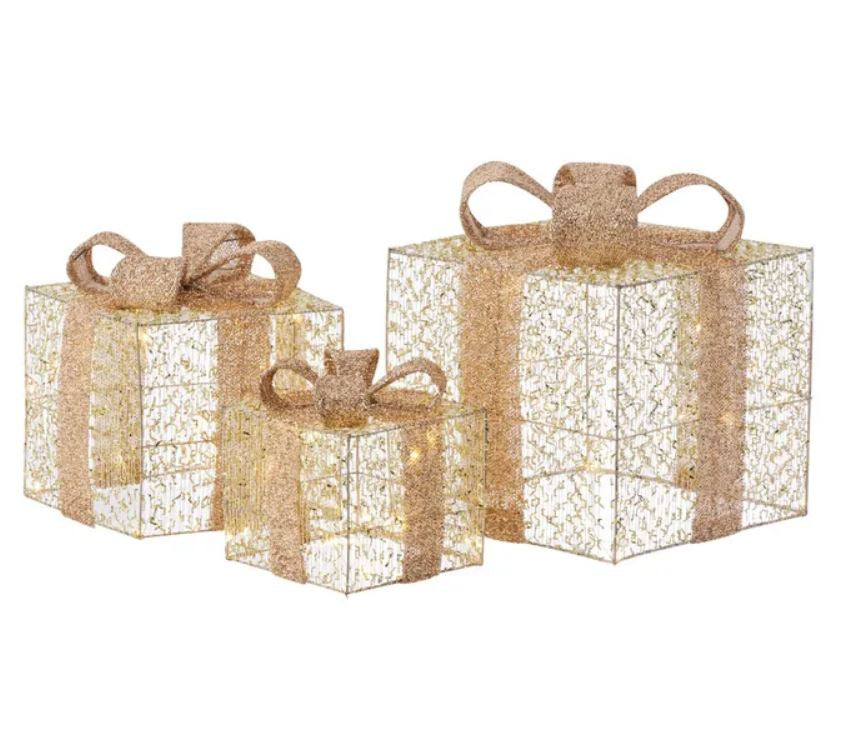 Gift Box LED S/3 - Gold