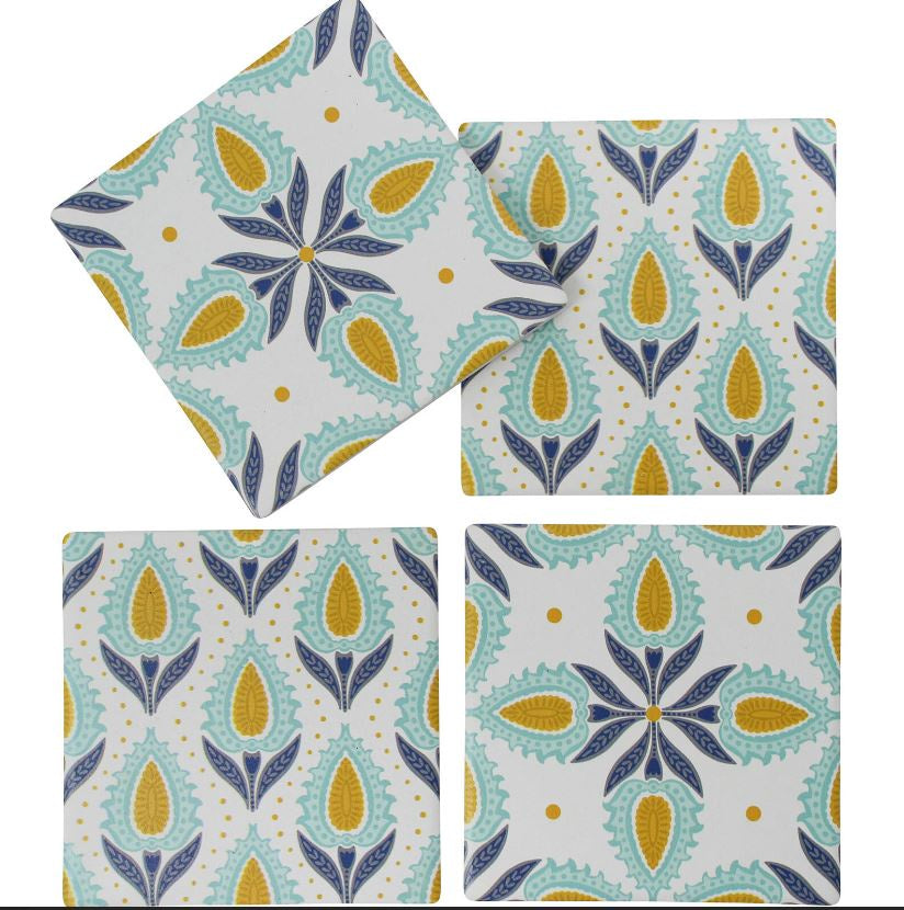 Coasters - S/4 Turquoise Motif