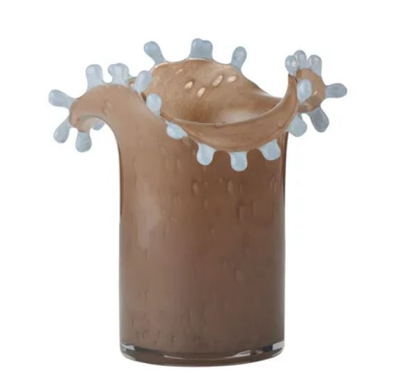 Verta Glass Vase - Choc/Blue