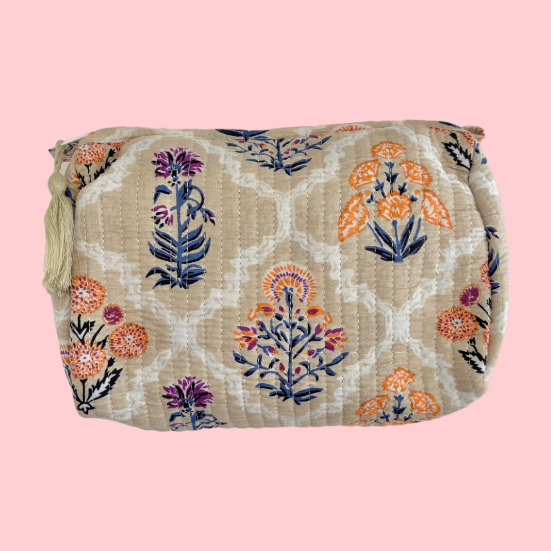 Indie Cosmetic Bag - Mystic Floral Sand Small