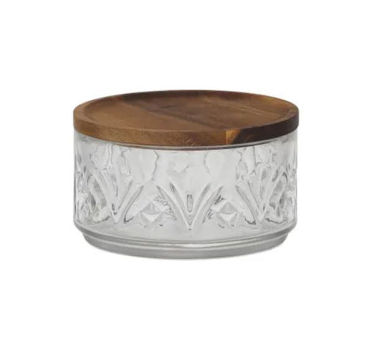 Aleah Glass Bowl  w  Wooden Lid - Sml