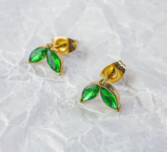 Amaris Green Gem Stud Earrings