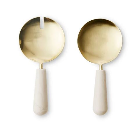 Aries Salad Server Set - Cream Gold