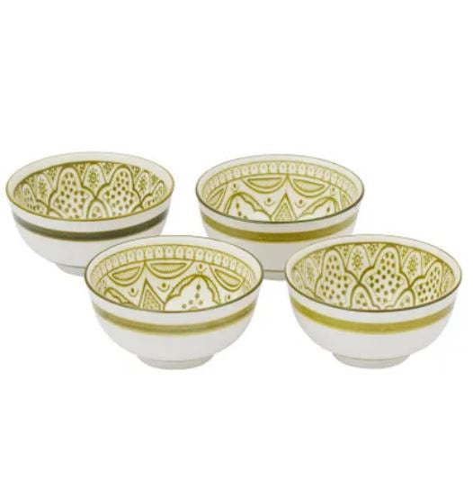 Ava Ceramic Small Bowl S/4 - Olive