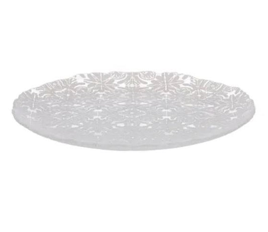 Aveiro Glass Platter - Clear/White
