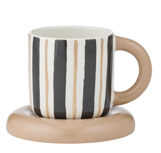 Candy Cup & Saucer - Black/Natural