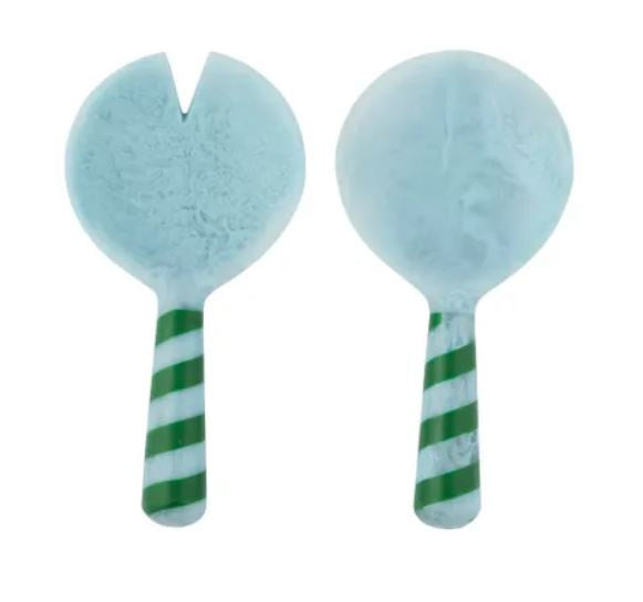 Capri S/2 Resin Salad Servers - Sky/Emerald