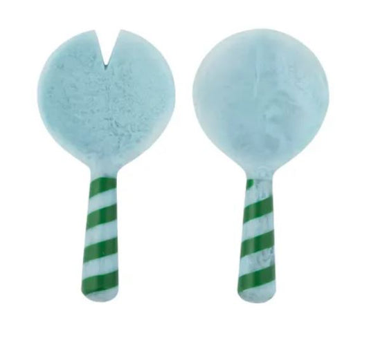 Capri S/2 Resin Salad Servers - Sky/Emerald