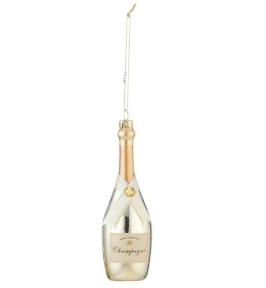 Glass Champagne Ornament - Gold