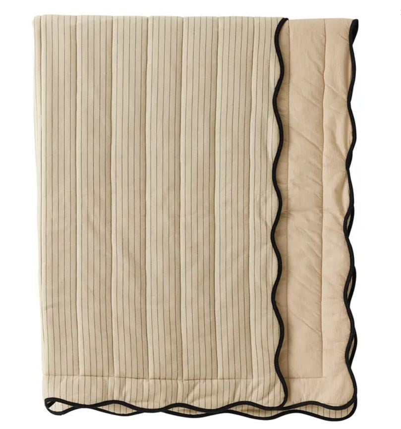 Eileen Cotton Throw - Taupe/Black