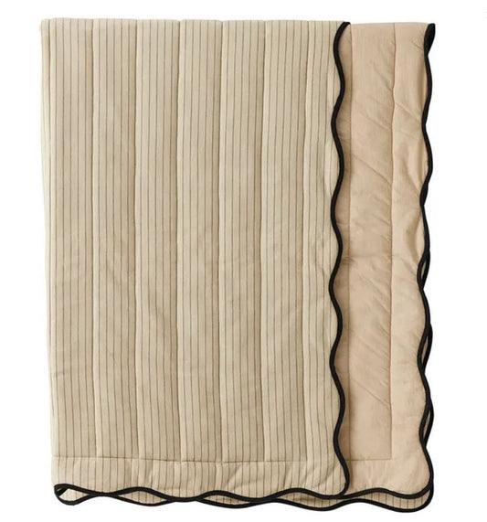 Eileen Cotton Throw - Taupe/Black