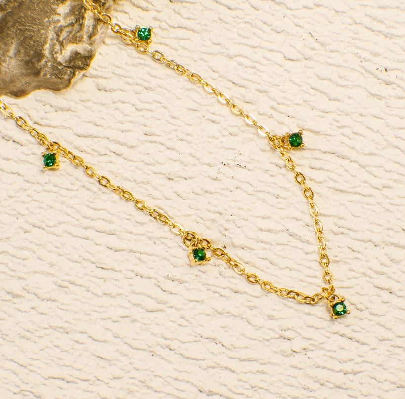 Elena Gold Emerald Chain Necklace