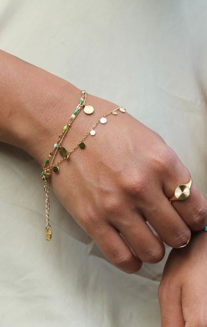 Enamel Chain Bracelet - Green sml