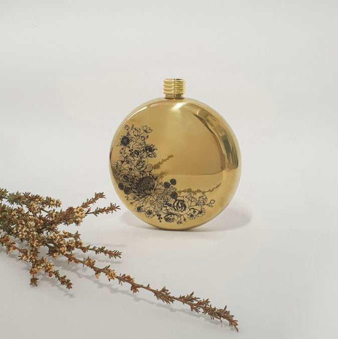Gold Floral Hip Flask
