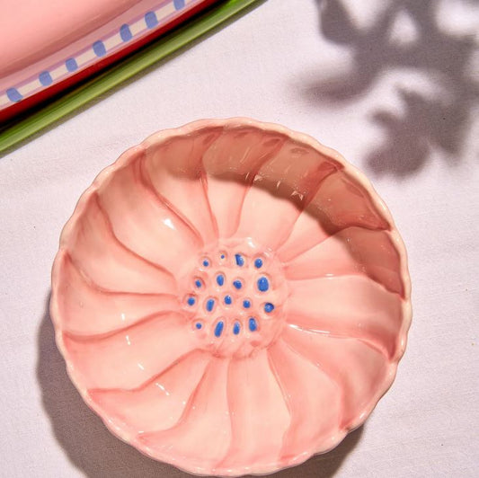 Blush Stoneware Flower Bowl