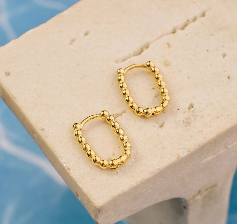 Halina Long Gold Hoop Earrings