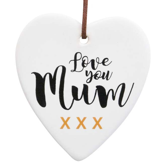Hanging Heart - Love Mum Black