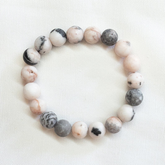 Jasper Pink Grey Beaded Bracelet