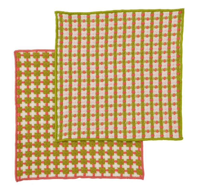 Kit Recycled Cotton Dishcloth - Set of 2 Pink/Green