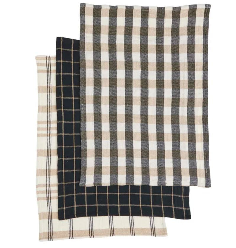 Kit Recycled Cotton Tea Towel - Set of 3  Black