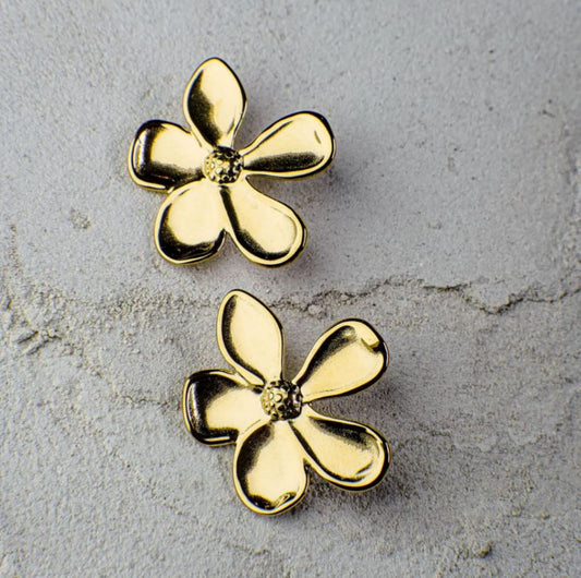 Koa Gold Flower Stud Earring