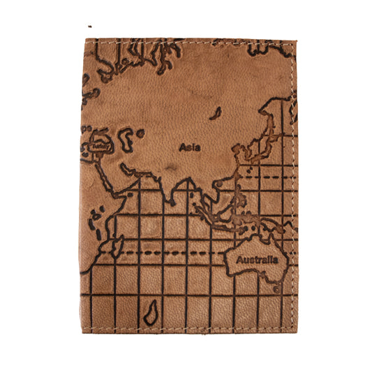 Leather Passport Wallet - World