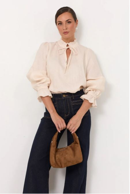 Luca Mini Faux Suede Bag - Tan