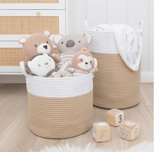Medium Cotton Rope Hamper - Natural/White