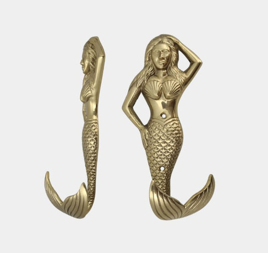 Brass Mermaid Flicked Tail Hook