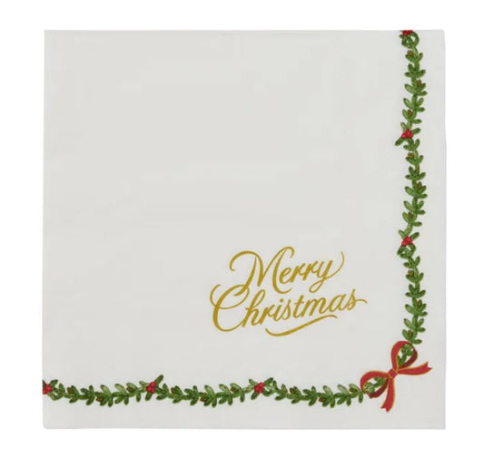 Napkin - Merry Christmas White