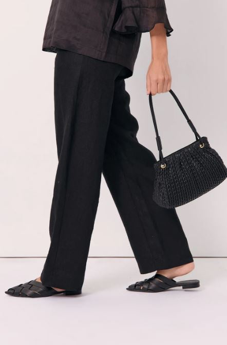 Mina Textured Gathered Bag - Black