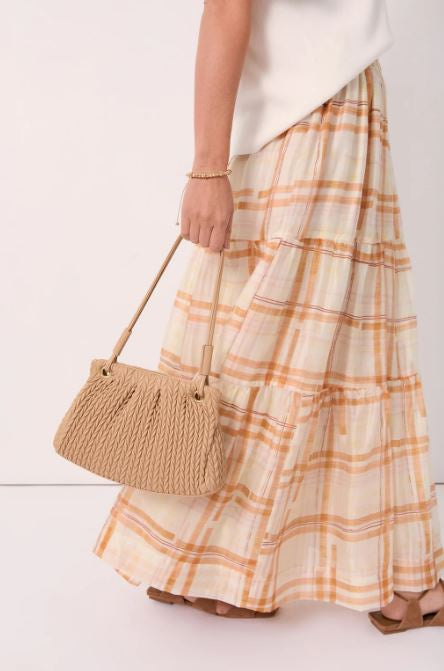 Mina Textured Gathered Bag - Camel