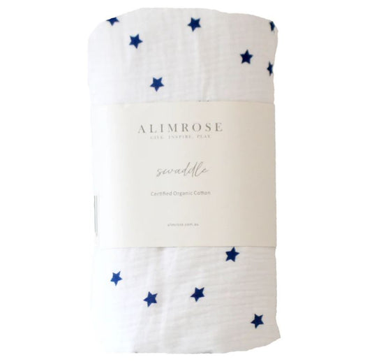 Muslin Swaddle - Navy Stars